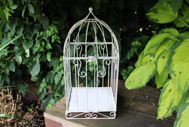 PrimoLiving Metall Deko Vogelkäfig Weiß - Vintage Hochzeitsdeko 17x32cm Landhaus Stil