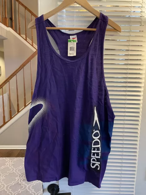 Vintage Speedo Tank Top T-Shirt Purple 90s Single Stitch Graphic Tee Large L NWT