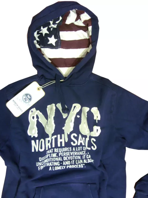 North Sails Felpa Taglia S  Ita 46 Blu Con Cappuccio Da Uomo Maglia Invernale