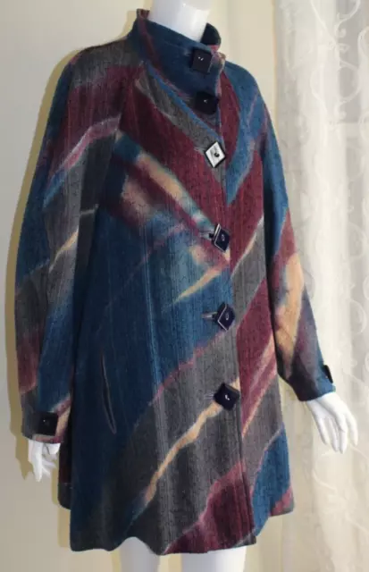 Amazing Judith Bird Sz L XL 1X Silk Shibori Fiber Artist Handwoven Jacket Coat