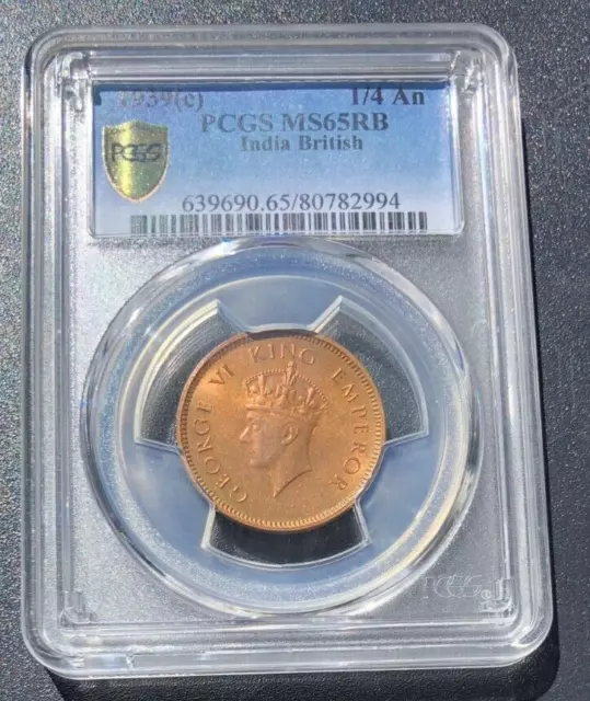 1936 (c) India - British One Quarter 1/4 Anna PCGS MS65RB
