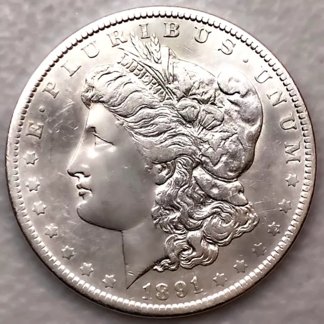 1891-P Great Date Au/Unc Morgan Silver Dollar 90% $1 Coin Us #D553