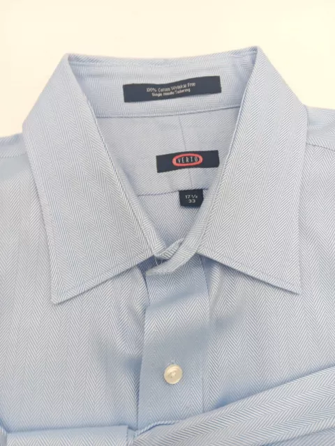🇺🇸 OVERTON COTTON French Cuff Single Needle Shirt 17.5x33 Blue ...
