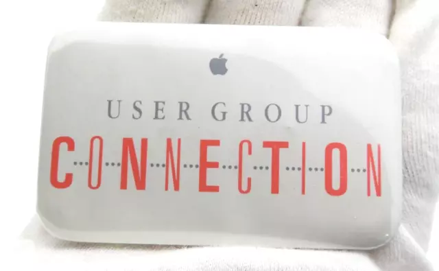 Vintage Apple Computer Pin Back Button, User Group Connect c.1990's Tangerine