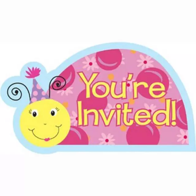 Lil Lady Bug Party Invitations Birthday Supplies Postcard Invites 8 Count New