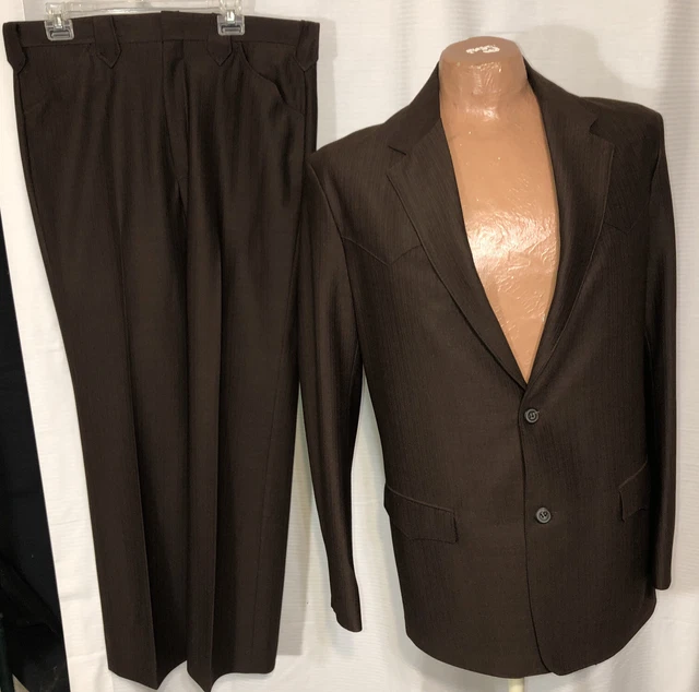 Vintage Mesquite Fort Worth, Texas USA Niver Western Wear SUIT Brown 42L NOS