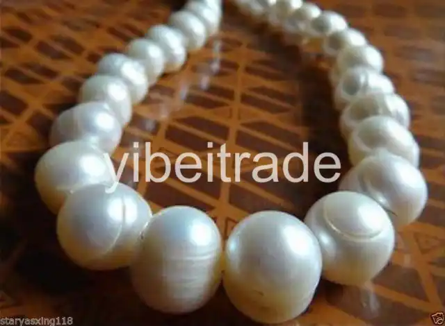 New！12-13 mm white baroque freshwater pearl necklace 18"