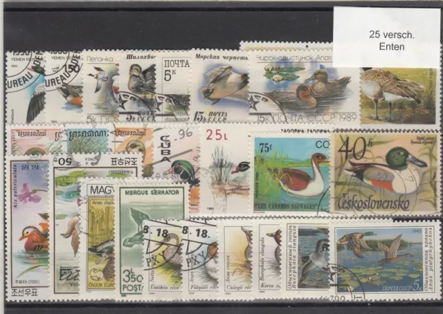 25 verschiedene Briefmarken  Enten , Duck , Pato