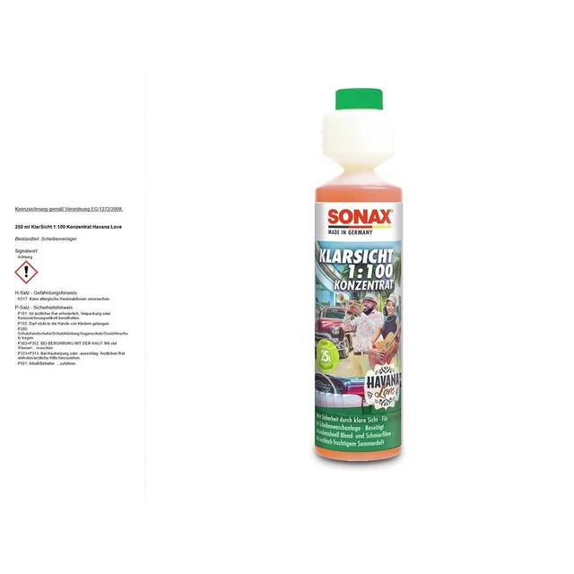 250ml SONAX CHIARA VISIONE 1:100 CONCENTRATO HAVANA LOVE DISCHI DETERGENTE ADDITIVO