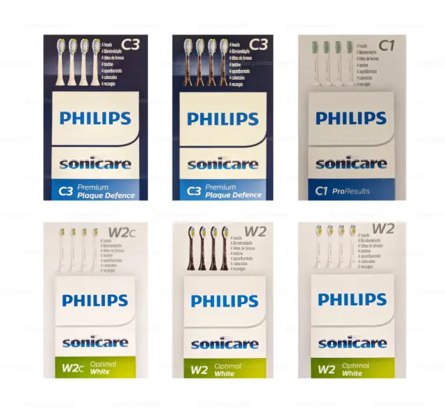Philips Sonicare Replacement Brush Heads C3 - C1 - W2 - W2c Toothbrush Heads 4pk