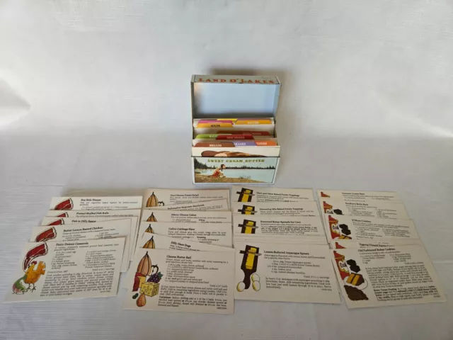 VINTAGE LAND O' LAKES SWEET CREAM BUTTER RECIPE BOX W/RECIPE CARDS 5"x4"x3"