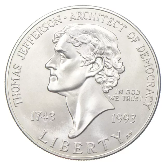 1993-P Unc Jefferson Democracy Commemorative Silver Dollar $1 *0491