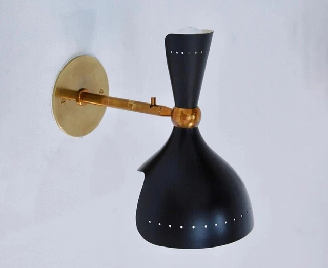 Applique Murale Vintage Orange Et Noir, Style Mid-Century, Ampoule LED Incluse