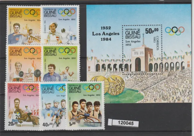1983 Guine' Bissau Preolimpica Los Angeles '84 7 Val + Bf Nh Mf120045