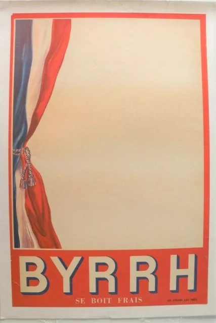 Affiche Ancienne Originale Byrrh Quinquina Violet Thuir P.o. 66 Drapeau France