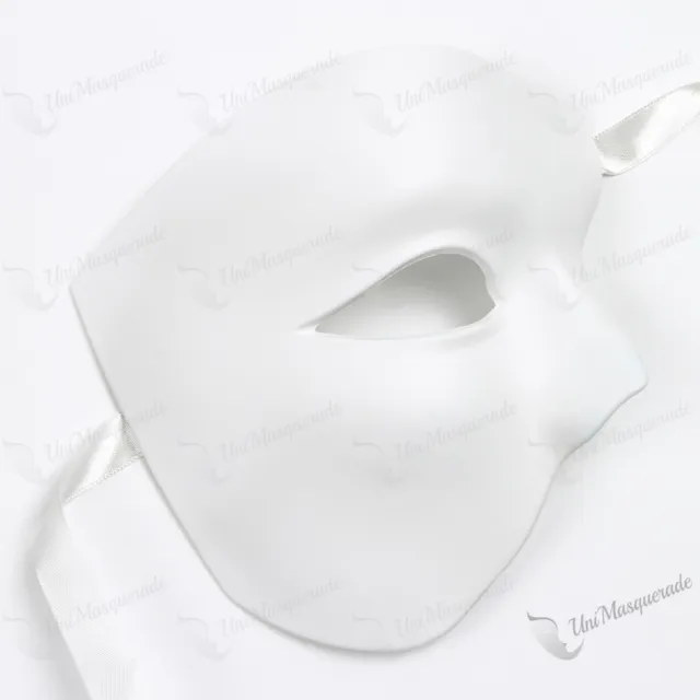 PlainWhite Half Phantom of the Opera Venetian Costume Masquerade Mask Mardi Gras