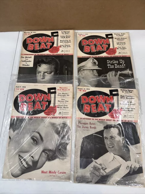 The New Down Beat Magazine 1953 Lot Of 4 Jazz News Band Old Vintage Issues