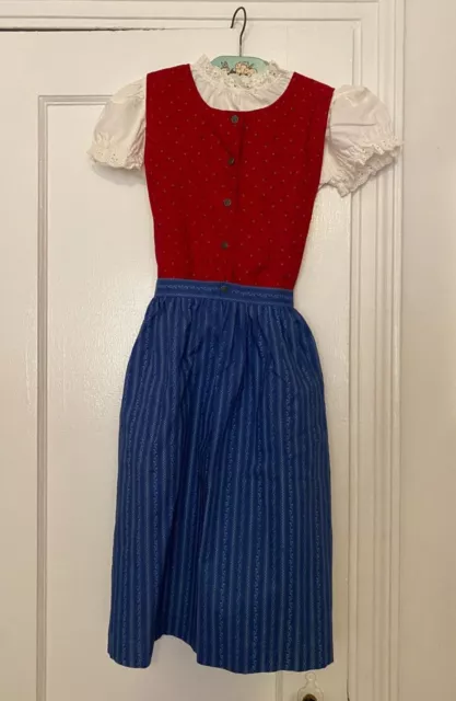 German Girl Trachten Dirndl Dress with 2 Blouses, authentic, used