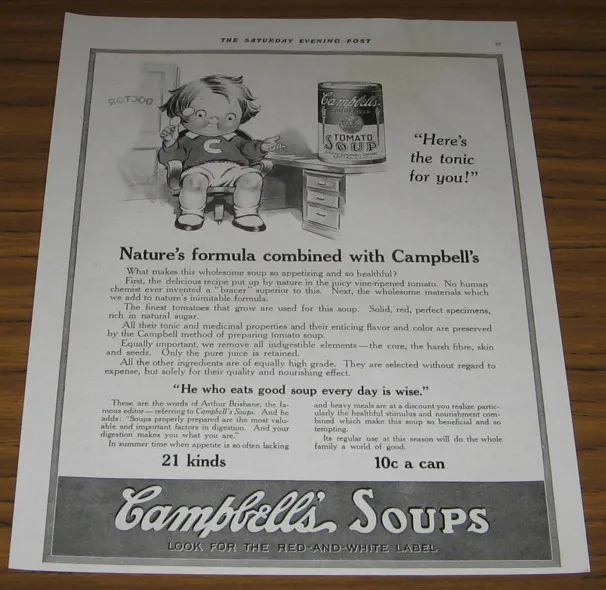 1916 Vintage Ad Campbells Tomato Soup Kid at School Desk