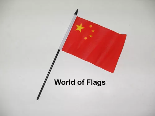 CHINA SMALL HAND WAVING FLAG 6" x 4" Chinese Asia Craft Table Desk Top Display