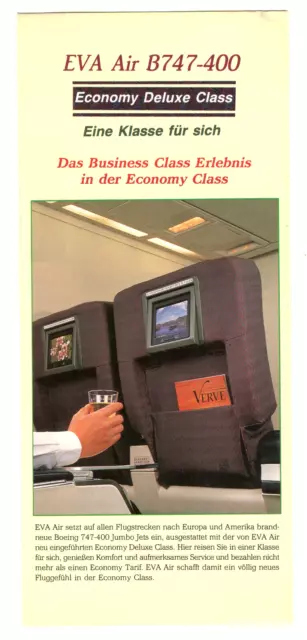 Eva Air (Taiwan) : B747-400 Economy Deluxe Class  -  airline folder  (in German)