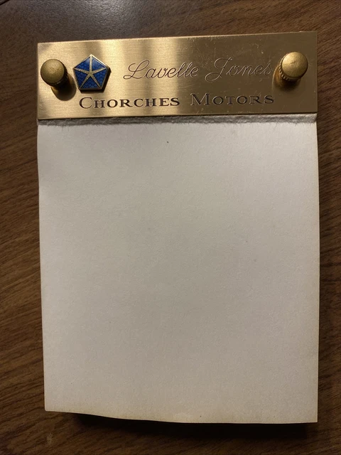 Vtg Advertising Chorches Motors Car Automotive Brass Memo Notepad Chester CT B12
