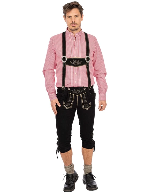 Maddox Pantaloni IN Pelle Legato Al Ginocchio Korbinian Wild Nero