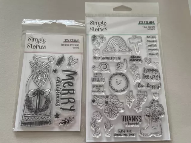 Simple Stories Stamp Sets Lot of 2 Full Bloom, Boho Christmas