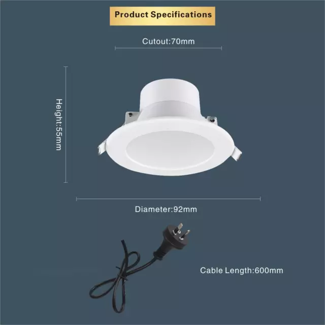 7W 70Mm Cutout Led Downlights  Tri-Colors Warm White/Cool White/Daylight Select; 2