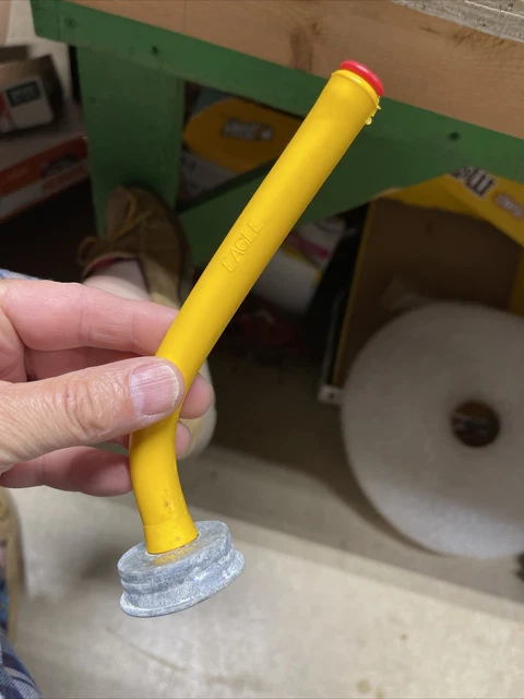 Vintage EAGLE Vented Steel Gas Can Replacement YELLOW Rubber Spout WITH CAP/PLUG