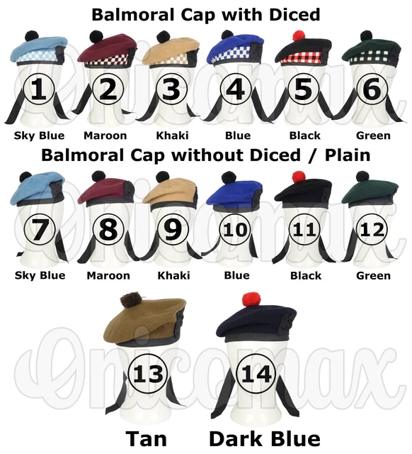 BALMORAL SCOZZESE BLACK 100% Cappello DI LANA COPRICAPO / Highland Balmoral cappello - Nero, 55 BALMORAL SCOZZESE BLACK 100% Cappello DI LANA COPRICAPO / Highland Balmoral cappello - Nero, 55