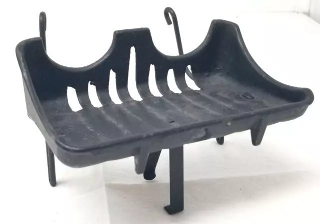 Reclaimed Primitive Cast Iron Soap Holder with Tub Clip Black Antique
