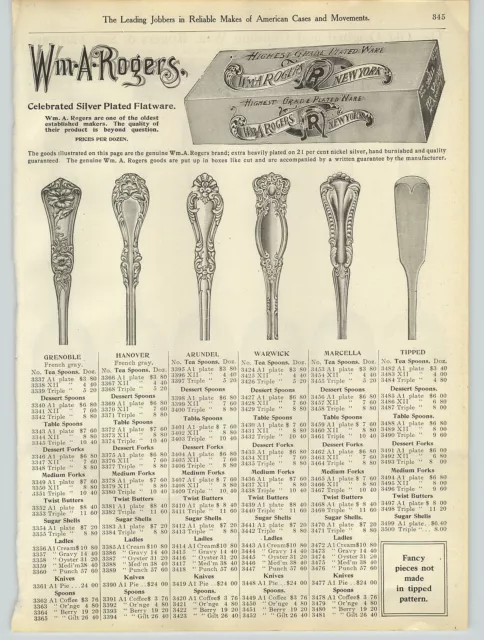 1908 PAPER AD 4 PG Wm A Rogers & Son Silver Silverware 23 Designs Full Line