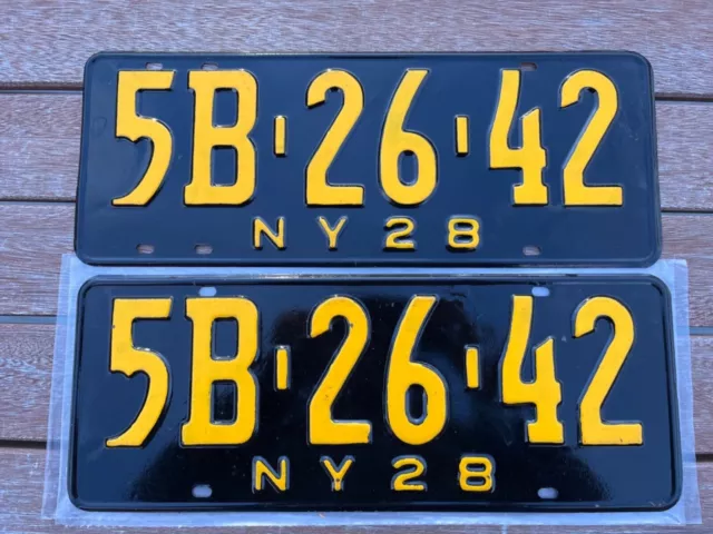 1928 New York  License Plate Pair 5B 26 42
