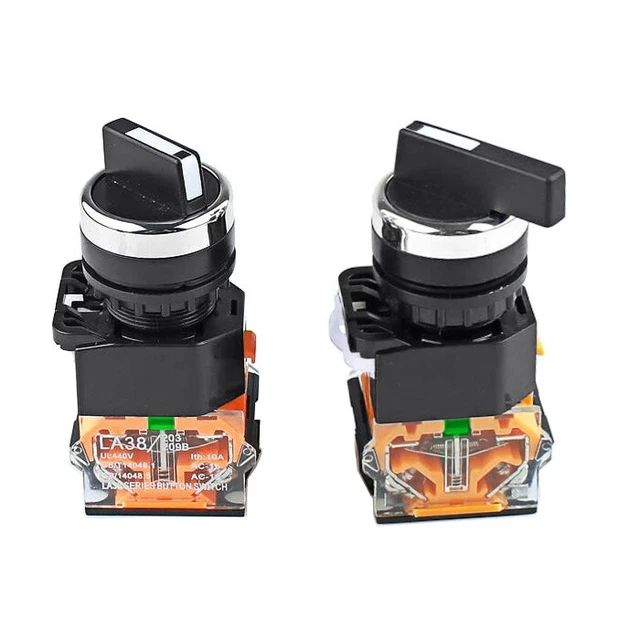 Interrupteur Rotatif Métal 2/3 Positions Avec Bouton-poussoir - Étanche IP65, Neuf