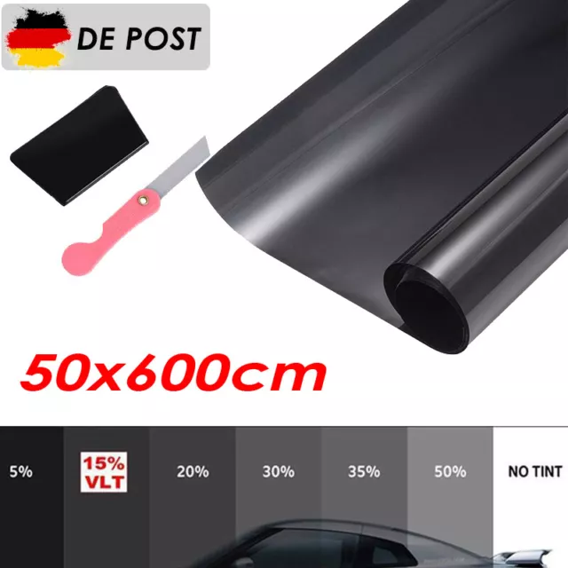 Tönungsfolie 15% 50cm x 6m Sonnenschutzfolie Schwarz Scheibenfolie Tint Film