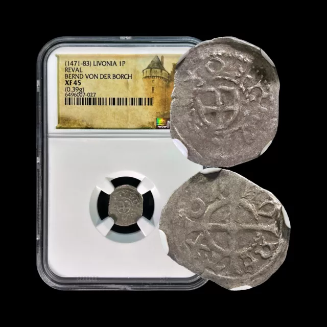 LIVONIA. 1471, Pfennig, Silver - NGC XF45 - Teutonic Order, Reval, Tallinn 027