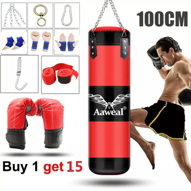 Punch Bag Boxing Gloves Set Heavy MMA Punching Kick Gym Exercise Training Bag