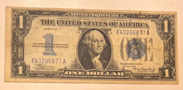 Series of 1934 United States Washington $1 Silver Certificate Small Note