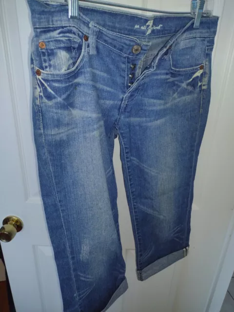 Seven 7 For All Mankind Women’s Crop Boy Cut Jeans Size 28 Cuffed