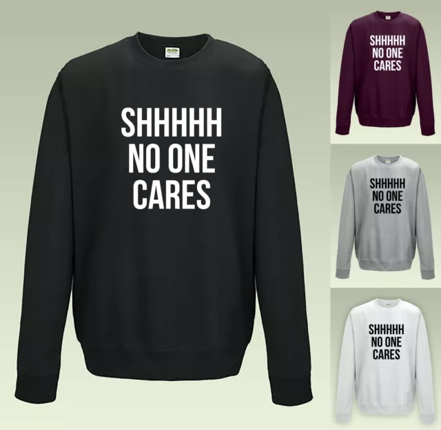 Shhhhh No One Cares Sweatshirt JH030 Sweater Jumper Sarcastid Funny Slogan
