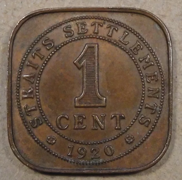 Straits Settlements 1920 Cent AU-Unc