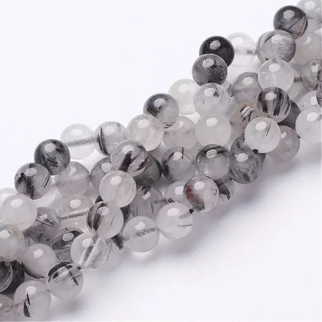 Lot de 31 perles en Quartz rutilé du Brésil en pierre Naturelle 6mm