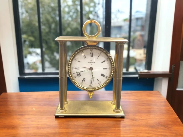 Horloge De Bureau Swiza Design - 8 Jours - Vintage, Fonctionnement Mécanique - Occasion