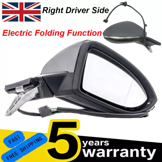 For VW Golf MK7 2012-2020 Door Wing Mirror Electric Folding Right Drivers Side