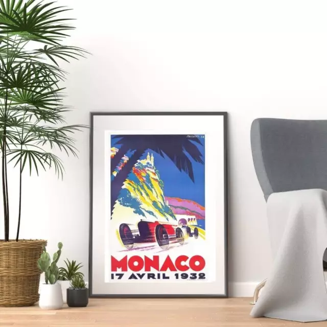 Vintage 1930s Monaco Grand Prix F1 Motor Racing Promotional Print Poster A3 & A4