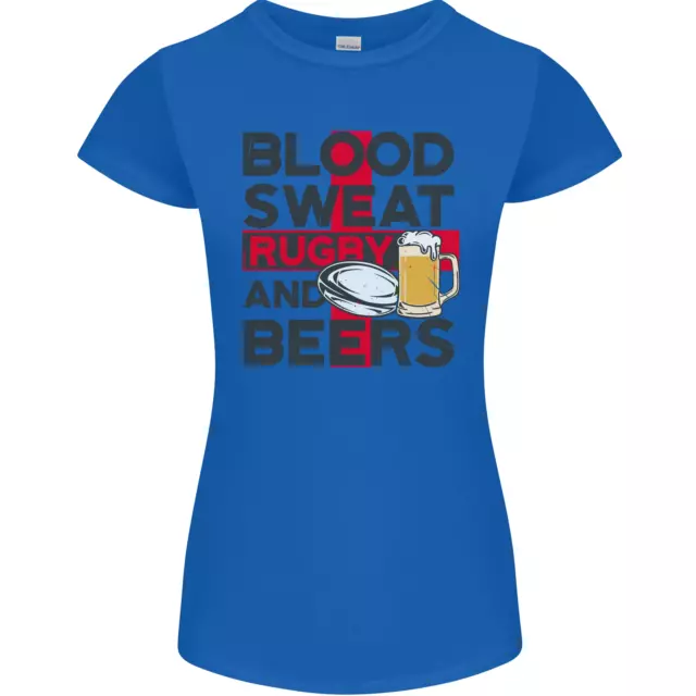 Blood Sweat Rugby and Beers England T-shirt divertente da donna petite cut 5