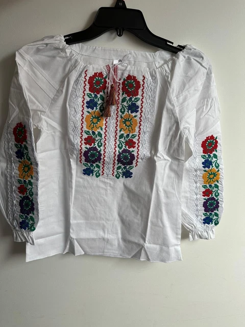 Camicia ricamata tradizionale ucraina Vyshyvanka Sorochka bambini 8-9 Y 140 cm