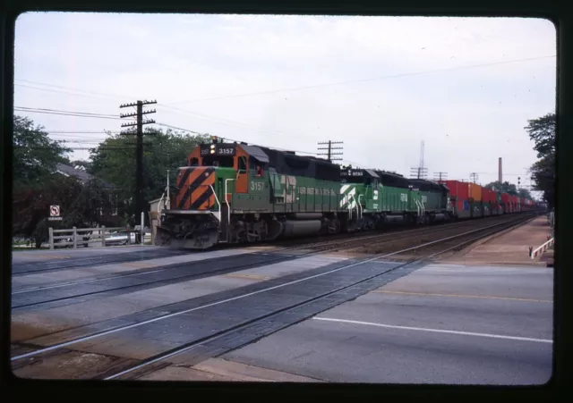Railroad Slide - Burlington Northern #3157 GP50 Locomotive 1986 Hinsdale IL BN