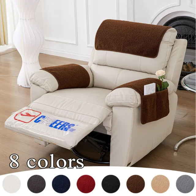 Lamb Plush Recliner Chair Slipcover Anti Slip Sofa Armrest Towel Protector #